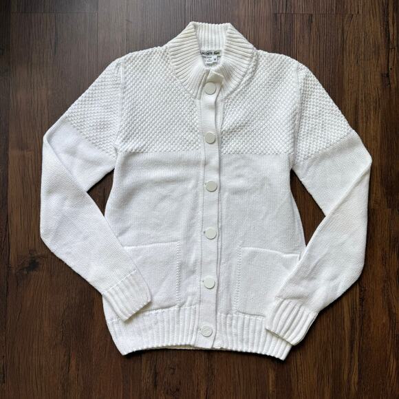 Lacoste White Cotton Cardigan Sweater Women’s 38 Made in France - Picture 1 of 10